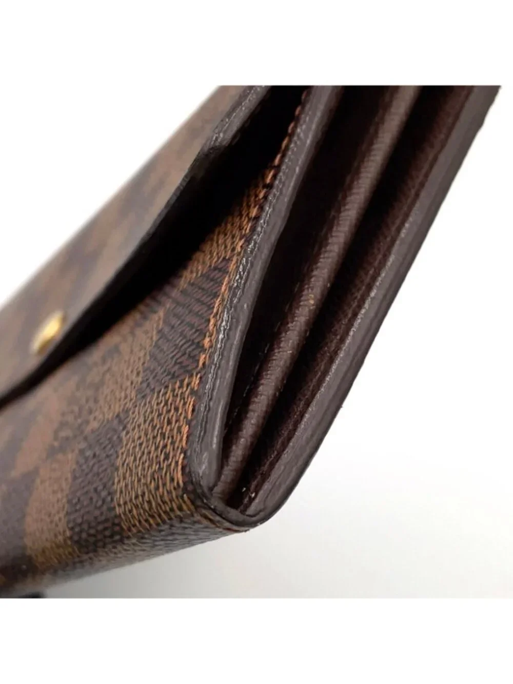 Louis Vuitton Portefeuille Sarah Damier Ebene Initials Leather Brown Bifold